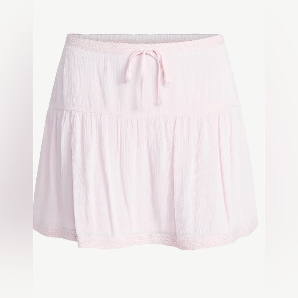 NWT No Boundaries Pink Cameo Peplum Mini Skirt XXS 00 Cottagecore Boho